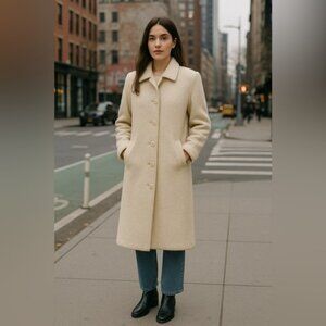 Vintage Anne Klein Coat Pennylane Longline Wool Cottage Quiet Luxury Easter